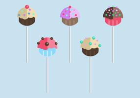 Flat Style Cupcake Shaped Cake Pops vector