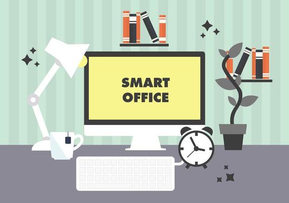 Free Modern Workplace Illustration Vector