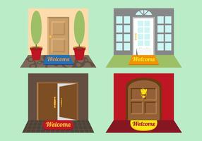 House door front with doorstep and mat steps Vector Image