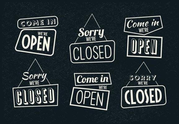 Vintage Sign Open and Closed Vectors