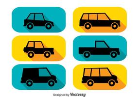 Iconos de sombra larga de coches vector