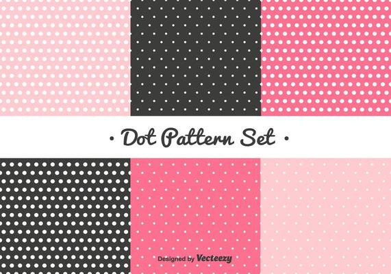 Pink and Black Dot Pattern Set