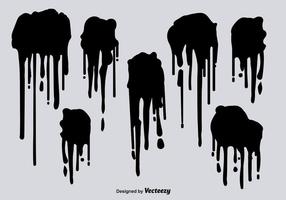 Black spray paint drips vectors