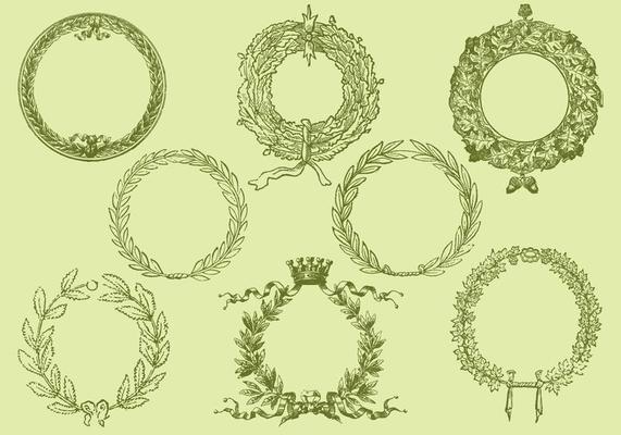 Old Style Drawing Wreath Vectors