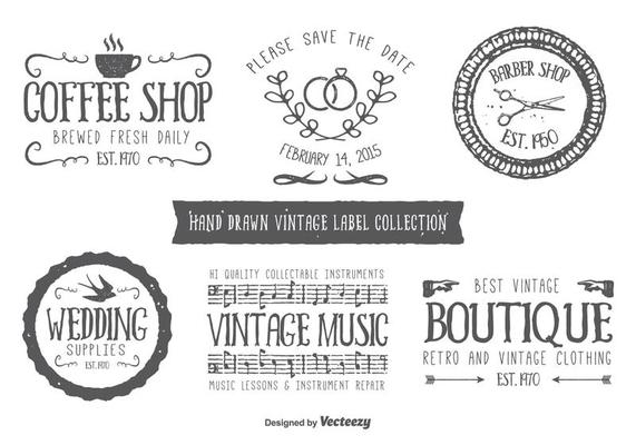 Hand Drawn Style Typographic Labels