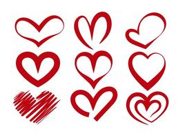 Red vector heart silhouettes