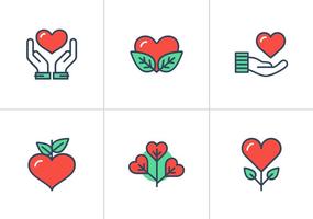 Heart Flat Linear Vector Icons