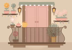 Vector Pink Door Balcony Illustration