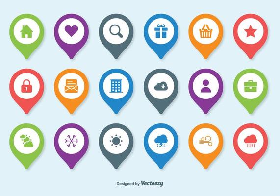 Map Pin Vector Icon Set