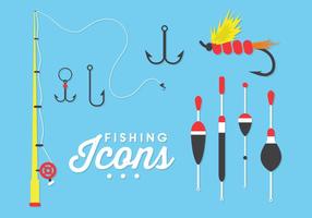 Illustration of Fishing Icons in Vector