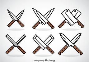 Conjunto de iconos de cuchillo cruzado vector