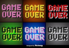 Vector Pixel Game Over Screens for Video Games 