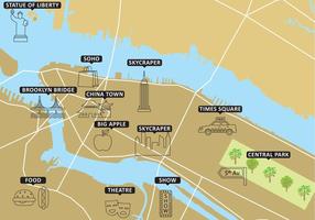 Mapa Turístico Nueva York Vector