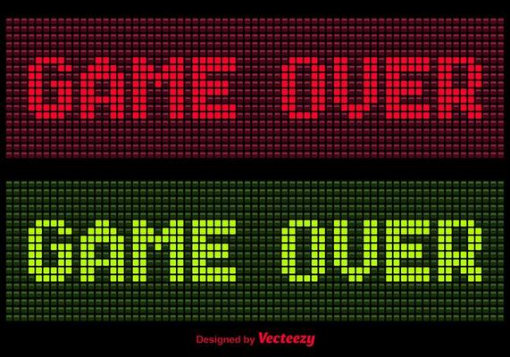 Pixel Game Over Message Vectors
