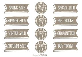 Hand Drawn Style Promotional Vector Label Set