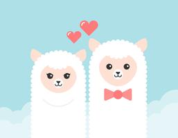 Free Cartoon Alpaca Couple Vector