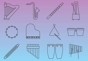 Instrumentos de música de línea delgada vector