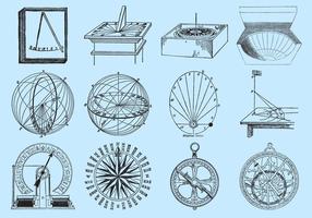 Old Style Drawing Sun Dials vector