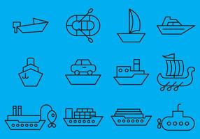 Iconos de los barcos del vector