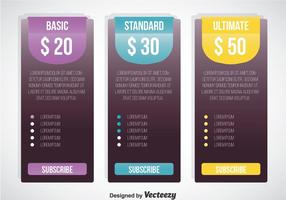 Pricing Table Template Vector