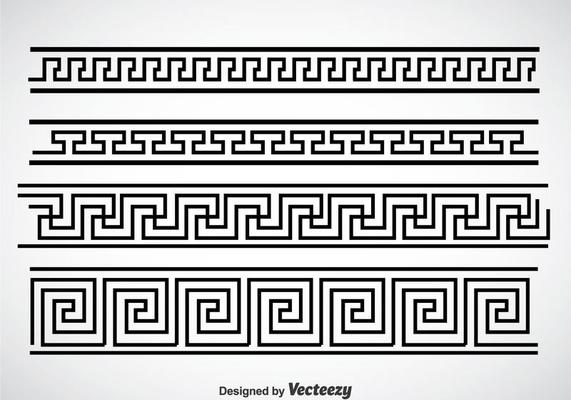 Greek Key Black Border Vector Sets