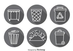 Garbage Long Shadow Icons Vector Sets