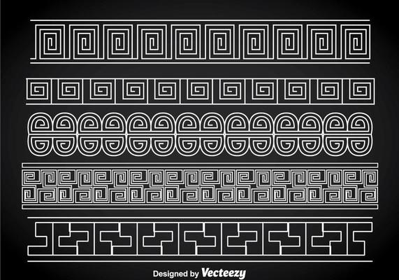 Greek Key White Border Vector Sets