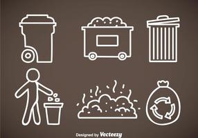 Garbage White Line Icons vector