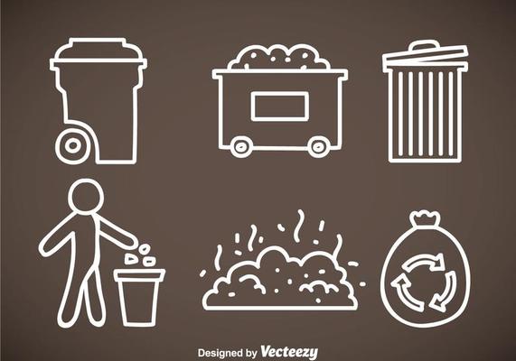 Garbage White Line Icons