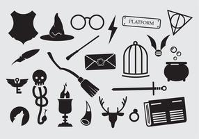 Large set of sorcery wizard icons vector