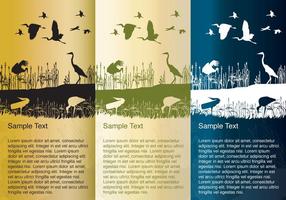 Storks and Herons Silhouette Background Vectors