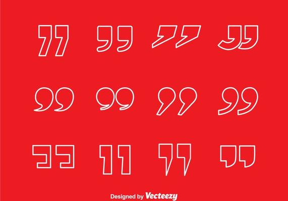 White Line Qoutation Mark Vector Sets