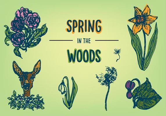 Free Spring Flowers and Animal Vector