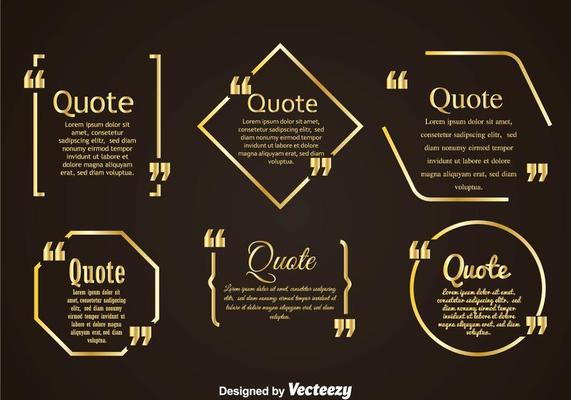 Golden Quotation Mark Bubble Vertors Sets