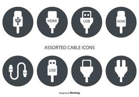 Assorted HDMI and USB Cable Vector Icons