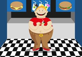 Fat Guy Fast Food Illustration Vector