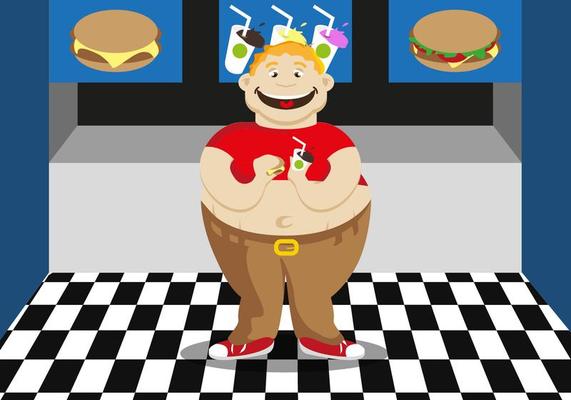 fat person eating mcdonalds cartoon