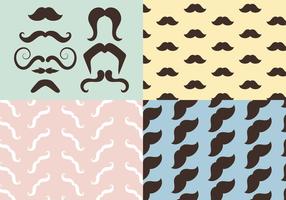 Movember bigotes iconos y conjunto de patrones vector
