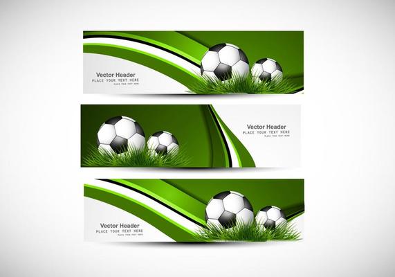 Header With Green Grass And Soccer