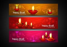 Colorido Diwali Encabezados vector