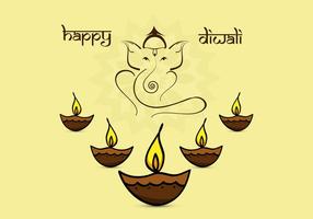 Beautiful Diwali Card With Diyas vector