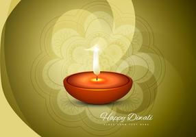 Tarjeta feliz de Diwali con Diya que brilla intensamente vector