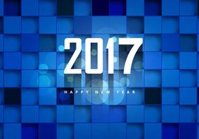 2017 Happy New Year On Blue Cubic Background vector