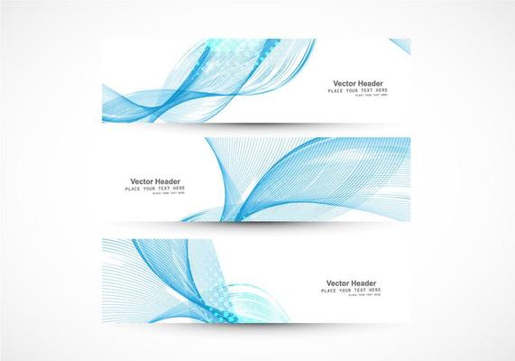 Set Of Banners With Blue Wave