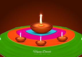 Diya On Rangoli vector