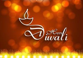 Happy Diwali With Oil Lamp On Greeting Card vector