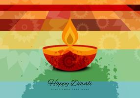 Lighted Diya On Abstract Background vector