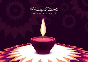 Oil Lit Lamp On Decorative Rangoli vector