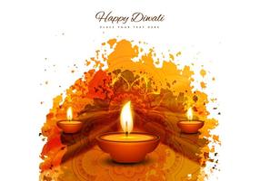 Happy Diwali With Three Diya On Grunge Background vector