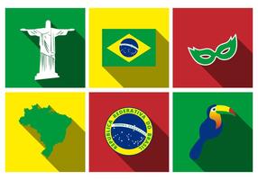 Libre de Brasil plana Icon Set Vector